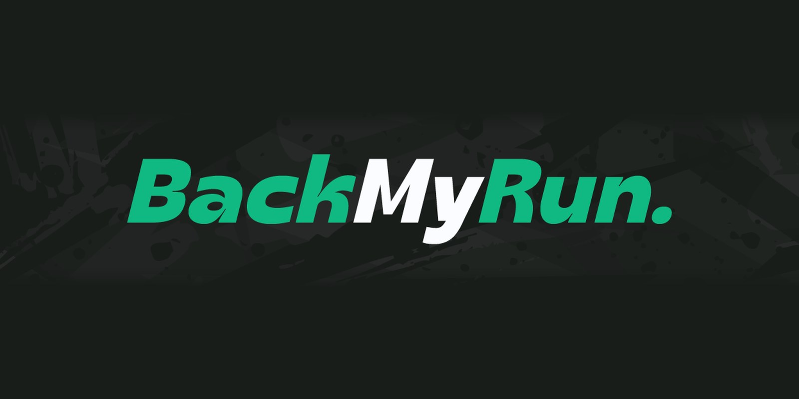 The Back My Run logo in green and white lettering on a dark textured background