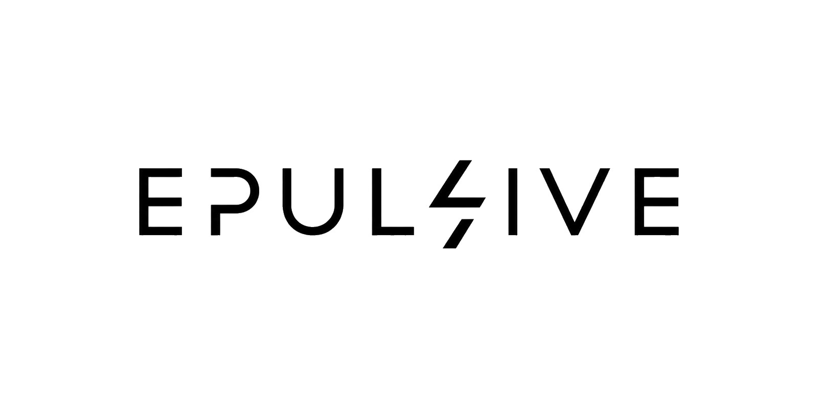 The E-Pulsive logo, black lettering on white with a lightning bolt in place of the S